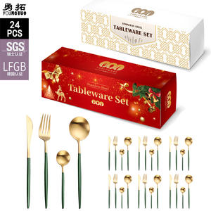 Juego de Cubiertos Portugueses de Acero Inoxidable 304, 24 Piezas, Chapado en Oro, Mango Grueso, Aptos para Lavavajillas - Product Image 4