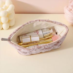 Bolsas de Maquillaje Ecológicas de Corduroy con Encaje Floral, Bolsa Organizadora de Gran Capacidad con Cierre Personalizado, Regalos para Damas de Honor, Bolsa de Viaje - Product Image 5