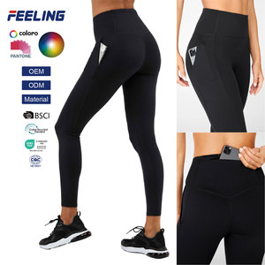 Leggings de sport à compression élevée pour femmes, taille haute, yoga, sport, évacuation de l'humidité, extensible dans les 4 sens, avec poche zippée, OEM ODM - Product Image 1