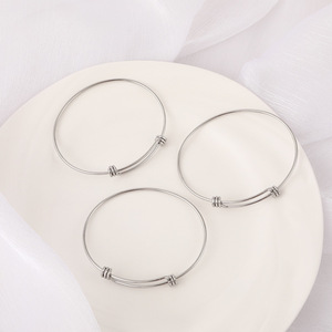 Bracelet en acier inoxydable, boucle élastique réglable, bijoux unisexes, bracelets à la mode - Product Image 2