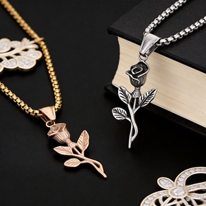 Collier en acier inoxydable plaqué or 18 carats DUOYING, style rétro, avec breloques rose, croix, <span class=keywords><strong>boussole</strong></span>, aile d'ange et Méduse, bijoux pour femmes - Product Image 1