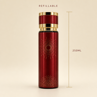 Flacon de parfum vide personnalisé de 250 ml, noir mat avec bouchon doré, flacon pulvérisateur en verre rechargeable de luxe, vente en gros, logo personnalisé