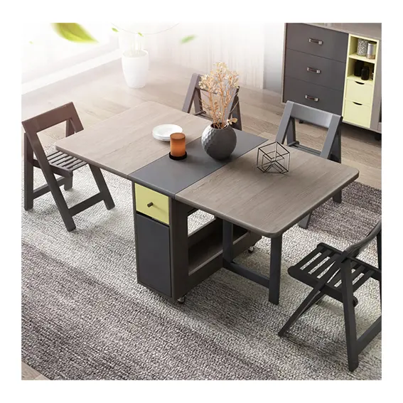 Modern Wood Vintage Mesa De Jantar Sala De Jantar Mobiliário Conjunto Multipurpose Compact Folding Home Furniture Sala De Estar Dobrável