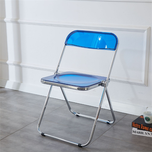 Silla plegable de plástico transparente moderna, asiento apilable fantasma de acrílico transparente, adecuado para sala de estar, comedor - Product Image 4