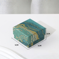 Boîtes cadeaux rigides bleues en stock, plusieurs tailles disponibles, avec motif montagne et mer en feuille d'argent, pour boucles d'oreilles et bagues