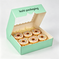 Boîte en papier recyclable et pliable de qualité alimentaire pour gâteaux, biscuits, pâtisseries, macarons, beignets, avec fenêtre et logo personnalisé