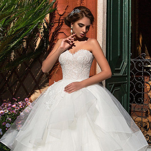Wedding Dress Ball Gown Sweetheart Neckline High Waist White Polyester Fiber JM011 - Product Image 3
