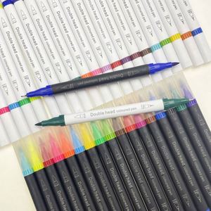 Wholesale Custom 12 <b>18</b> 24 100 Colors Black White Water Base Dual Tip Fineliner Brush Marker Pen Set - Product Image 2