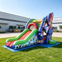 Château gonflable commercial Mario Moonwalk avec toboggan combiné, château de saut Mario avec souffleur d'air