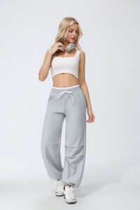 Pantaloni Yoga a Vita Alta con Tasche Cargo, Chiusura con Cordoncino, Traspiranti in Spandex e Poliestere, Stile a Lunghezza Intera - Product Image 3