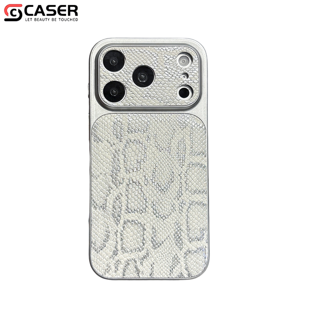 High-end Crocodile Pattern Electroplated Plain Leather Texture All-inclusive Protection Waterproof Shockproof Phonecase for Ip17