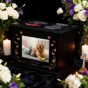 Kotak Peti Mati Kayu Pinus Persegi Panjang Ramah Lingkungan Buatan Tangan Modern untuk Anjing & Kucing Besar, Kotak Kenangan Pemakaman - Product Image 3