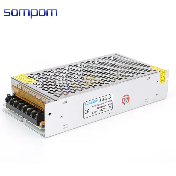 Sompom गर्म बिक्री 110-220V स्विचिंग बिजली की आपूर्ति 120W पीसीबी 12V 10A एसएमपीएस एलईडी प्रकाश ट्रांसफार्मर