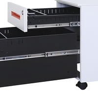 Meuble de bureau en acier, armoire mobile à 2 tiroirs, armoire d'appoint sous la table avec roulettes
