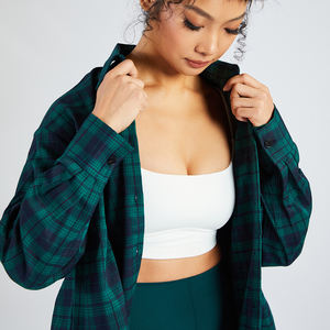 Luckpanther Logo personnalisé chemises à carreaux verts <span class=keywords><strong>chemisier</strong></span> décontracté printemps automne vêtements d'extérieur haut chemise anti-rides - Product Image 5