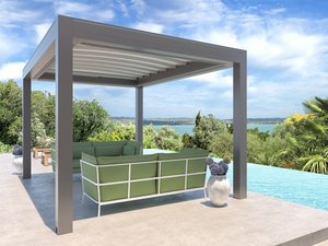 Pérgola impermeable <span class=keywords><strong>para</strong></span> jardín al aire libre, pérgola de aluminio con apertura, <span class=keywords><strong>techo</strong></span> de louver - Product Image 6