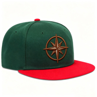 Casquette Snapback structurée personnalisée à deux tons, blocs de couleur, visière plate rigide, broderie 3D étoile boussole multicolore, logo personnalisé OEM ODM