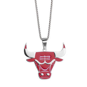 Collier logo de l'équipe de basket-ball, série LOGO, <span class=keywords><strong>Lakers</strong></span> bull, Raptors thermiques, fusée, périmètre, pendentif en acier titane - Product Image 1