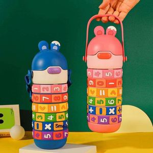 New 430ML Cute Rabbit Student Thermos Cup Stainless Steel Vacuum Flask with Educational Strap Straw for Kids for Math Students - Product Image 2
