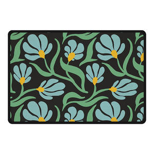 Tapis de salle de bain rectangulaire à motif floral, imitation lin, antidérapant, absorbant, pour entrée de maison - Product Image 2