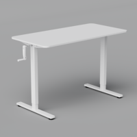 Escritorio Ergonómico PRORIALS con Marco Metálico Resistente, Manivela para Ajustar la Altura, Portavasos, Superficie de Madera, Ahorro de Espacio, Pequeño