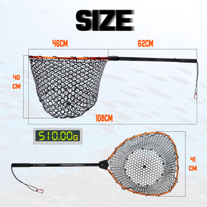 HONOREAL Silicone <strong>Mesh</strong> Telescopic Fishing Landing <strong>Net</strong> Foldable <strong>Fish</strong> <strong>Net</strong> Weihai Salmon Folding Handle <strong>Net</strong> - Product Image 2