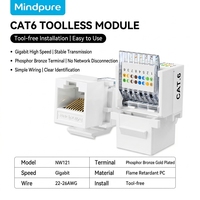 Connecteur RJ45 Keystone Mindpure Cat6A en alliage de zinc, blindé STP 10 Gbit/s, sans outil, plaqué or 6U pour centre de données