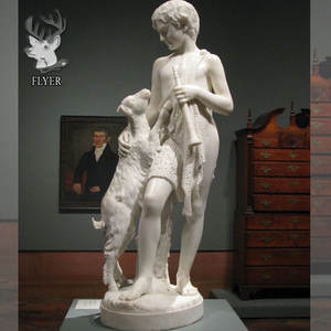 Sculpture sur pierre naturelle grandeur nature Sculpture de figure nue grecque classique Rome Statue de garçon de berger en marbre <span class=keywords><strong>blanc</strong></span> - Product Image 3