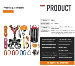 CGLX Ensemble harnais de sécurité complet pour la protection contre les chutes avec mousqueton Casque Ascendeur Descendeur Équipement d'escalade pour le travail en hauteur - Product Image 5