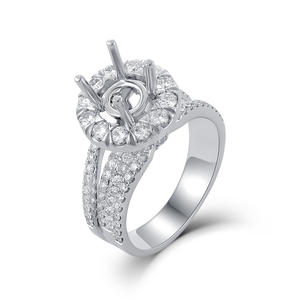 ตัวยึดแบบกึ่งทองคำขาว18K สำหรับงานแต่งงานคลาสสิกได้รับการรับรองการตัดเพชรที่สวยงามดีไซน์ดอกไม้ - Product Image 1