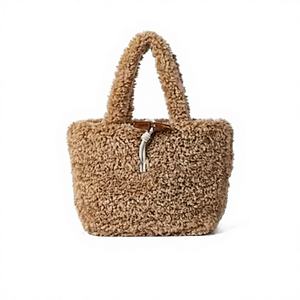 Bolsa de Mano Personalizada de Tela Tipo Peluche para Mujer, Forro de Poliéster Suave, Cierre con Cordón, Portátil, Reutilizable, a la Moda para el Verano - Product Image 1