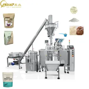 Automatic Premade Bag Packaging Machine For Milk Powder with Spoon Vibration Feeder Protein Powder Doypack Packing Machine