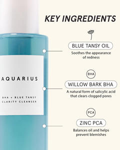 Nhãn hiệu riêng 100ml dưỡng ẩm lỗ chân lông làm sạch mặt rửa mặt sữa rửa mặt Aquarius BHA + màu xanh Tansy rõ ràng Sữa Rửa Mặt Gel - Product Image 4