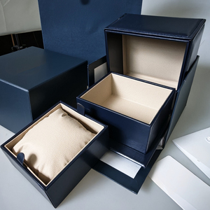 Caja de reloj Klein Blue Smooth Pu con borde cosido y compartimento interior Dtawer, pequeña caja para reloj <span class=keywords><strong>Chopar</strong></span> con bolsa y papeles a juego. - Product Image 5