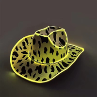 Cappello LED Luminoso Stile Western Cowboy/Cowgirl, Cappello con Luci EL per Feste Danzanti, Accessorio per Giochi di Ruolo