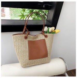 Sac fourre-tout en <span class=keywords><strong>paille</strong></span> de raphia personnalisé été mer plage garniture bon marché Ins sac à main tressé rétro tissé vacances vent <span class=keywords><strong>paille</strong></span> - Product Image 4