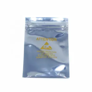 Custom Size And Thickness ESD Ziplock Bag Antistatic 3 Side Seal Shielding Anti-static Cushioned Zip-top Bubble Shielding Bag