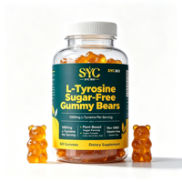 Gummies de L-Tyrosine OEM sans sucre 1000mg, haute biodisponibilité, végétaliennes, supplément énergétique pour personnalisation de marque
