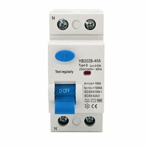 Interruptor Diferencial Tipo B, RCCB, CE, CB, 3P+N, 80A, 10mA, 30mA, 100mA, 300mA, 400V, 10kA, Interruptor de Circuito Diferencial, HB204B-40A, HB202B-40A - Product Image 1