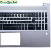 Clavier d'ordinateur portable espagnol SP pour HP Probook 450 G6 450 G7 455 G6 455 G7 L45090-001 Clavier argenté avec repose-poignets non rétroéclairé Neuf Noir