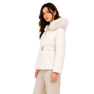 Manteau d'hiver long et chaud pour femme, <span class=keywords><strong>en</strong></span> duvet de canard blanc, avec <span class=keywords><strong>col</strong></span> <span class=keywords><strong>en</strong></span> vraie <span class=keywords><strong>fourrure</strong></span> de renard, coupe ajustée, doudoune personnalisée - Product Image 2