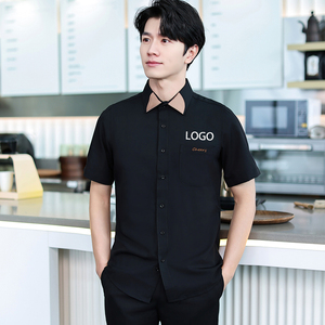 New Customized Logo Hotel Work Clothes Oil Resistant and Stain Resistant Shirts Unisex Waiter Shirts Waiter Shirt Uniform - Product Image 1