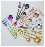 Ensemble de couverts en acier inoxydable poli miroir, design européen, 24 pièces, avec couteaux à steak, 6 couverts durables pour mariage, boîte cadeau
