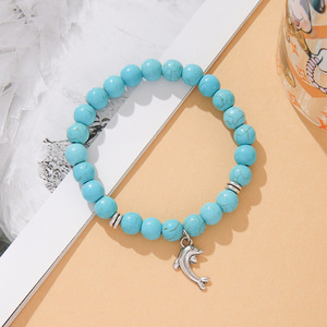 ชุดกำไลข้อมือประดับลูกปัดสีฟ้าคราม พร้อมจี้รูปต้นไม้แห่งชีวิต สมอเรือ ปลาดาว โลมา และพระจันทร์ สำหรับผู้หญิง ของขวัญเครื่องประดับ 8 ชิ้น - Product Image 3