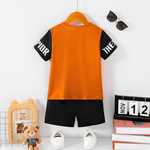 <span class=keywords><strong>Ensemble</strong></span> de vêtements d'été pour garçons, T-shirt à manches courtes + short en coton, imprimé <span class=keywords><strong>Spider</strong></span>-<span class=keywords><strong>Man</strong></span> orange et noir, deux pièces, décontracté - Product Image 3
