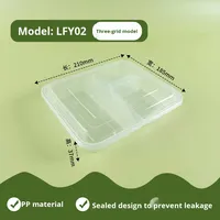 Boîte à lunch carrée jetable noire multi-compartiments en plastique PP de qualité alimentaire pour emballage commercial à emporter en Chine