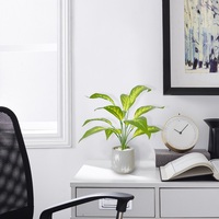Plante artificielle 46cm avec Pot de ciment feuille jaune bonsaï arbre plante de table fausse plante pour décoration intérieure