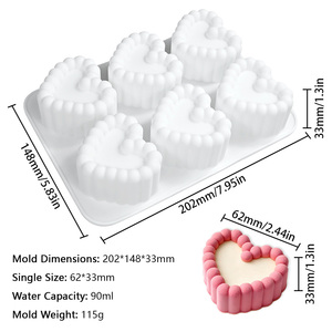 แม่พิมพ์ซิลิโคนรูปหัวใจ 6 ช่อง สำหรับ<span class=keywords><strong>ทำ</strong></span>มูส <span class=keywords><strong>เค้ก</strong></span> ช็อกโกแลต ลูกอม อุปกรณ์อบขนม ไม่ติดกระทะ สำหรับ<span class=keywords><strong>ทำ</strong></span>ขนมหวานระดับมืออาชีพ - Product Image 3