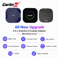 Nouvelle mise à niveau 6 en 1 Carlinkit Android 14 Système 128G Boîtier AI sans fil CarPlay Dongle Mirrorlink Vidéo pour CarPlay Auto pour Netflix