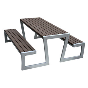 Ngoài Trời 6 Chân 8 chân tái chế nhựa gỗ Dã Ngoại bảng và băng ghế dự bị đặt bên ngoài nhà hàng thương mại di động dài bàn ăn - Product Image 3